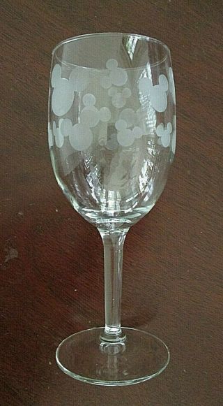 Disney Parks Etched Mickey Mouse Head & Ears Logo Champagne Wine Glass 7 "