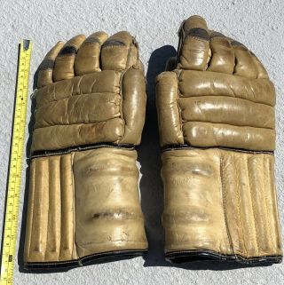 Vintage Stall & Dean Leather Ice Hockey Gloves Made In Usa - 1940’s/50’s Sport