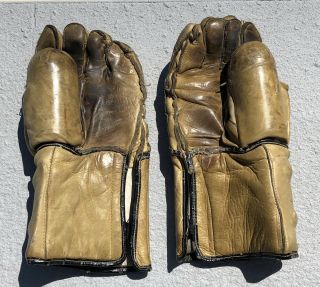 Vintage STALL & DEAN Leather Ice Hockey Gloves made in USA - 1940’s/50’s Sport 3