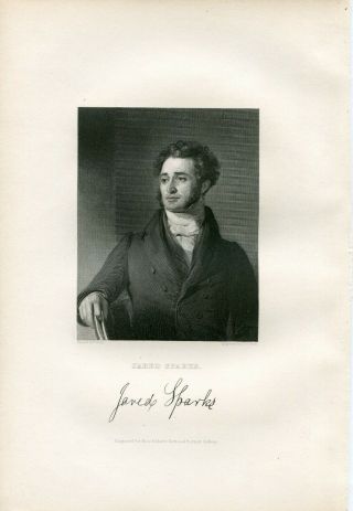 1868 Steel Plate Engraving Jared Sparks Wellington Ct Nat Art Gallery Portrait