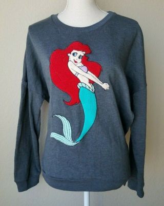 Vintage Disney Little Mermaid Sweatshirt Fully Embroidered Ariel Women 