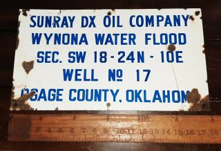 Sunray Dx Oil Co Porcelain Sign Vintage " Osage County " Killers Of Flower Moon