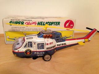 Vintage Battery Flying Highway Patrol Helicopter,  Japan,