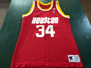 Vintage Champion Houston Rockets Hakeem Olajuwon Basketball Jersey Mens Medium