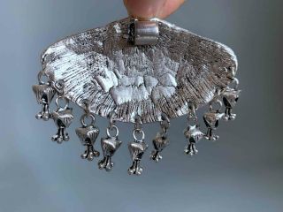 Collectable Handwork Decor Old Tibet Silver Carve Shell Shape Auspicious Pendant