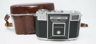 Vintage Folding Camera Zeiss Ikon Contessa With Hard Leather Case