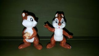 Vintage Disney Japan Chip And Dale Chipmunk Figurine 3 " Porcelain Set Of 2