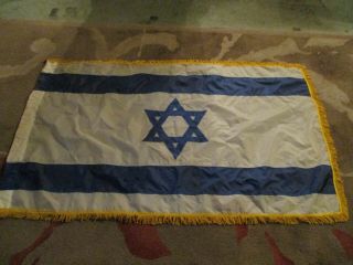 Fringed Flag Of Israel: 37 " X 60 " :dettra Flag Prod.  Dura - Lite Nylon,  Pole Hem