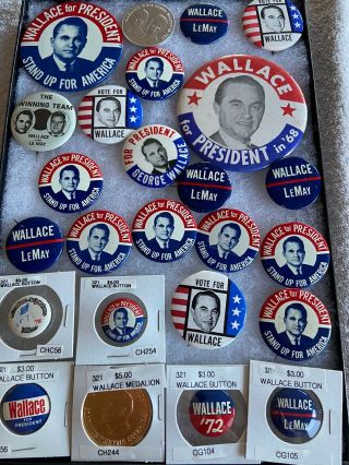 25 George Wallace Presidential Election Political Campaign Buttons Pinbacks C7