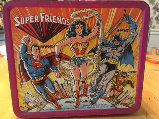 Vintage 1976 Dc Comics Friends Aladdin Metal Lunch Box With Thermos