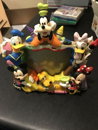 Vtg Walt Disney World 6 Character Picture Frame Mickey Minnie Mouse Pluto Goofy