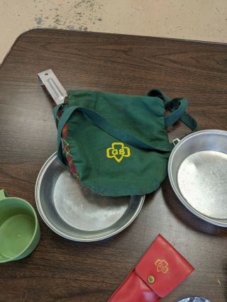 Vintage Official GIRL SCOUT Mess Kit in carry bag WITH complete Flatware set 2