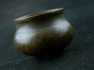 Antique Chinese Ming Dy Bronze 3feet Small Incense Burner L006