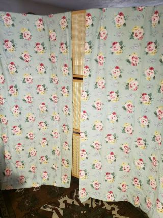 Cottage Lane Vintage Ralph Lauren Curtain Panels Roses Set Of 2 Drapes Usa 40x85