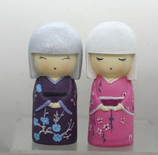 Vintage Hand Painted Japanese Kokeshi 小芥子 Girl Dolls