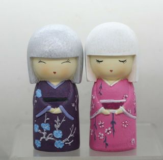 Vintage Hand Painted Japanese Kokeshi 小芥子 Girl Dolls 2