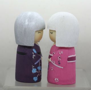 Vintage Hand Painted Japanese Kokeshi 小芥子 Girl Dolls 3