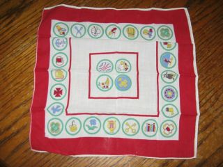 Vintage 1940s Girl Scout Proficiency Badge Hanky Handkerchief
