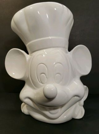 Walt Disney Treasure Craft Mickey Mouse Cookie Jar White Chef Head Ceramic Usa