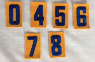 Boy Scout Vintage Patches (6) Troop ’s Embroidered Blue Numbers On Yellow Felt