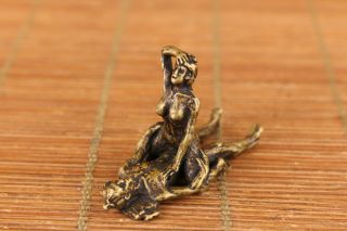 Japanese Chinese Old Bronze Hand Cast Art Girl Statue Figure Ornament Gift Art