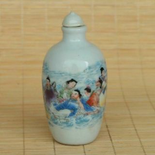 Chinese Exquisite Porcelain Handmade Eight Immortals Snuff Bottle C154