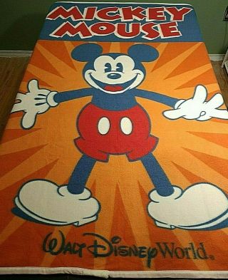 Vintage Walt Disney Parks Mickey Mouse Throw / Blanket/ Beach Towel 40 " X63 "