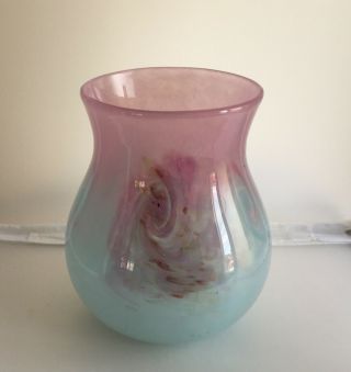 Vintage Scottish John Moncrieff Monart Stunning Pink & Blue Large Glass Vase
