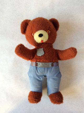 Vintage 1950’s Smokey The Bear Stuffed Animal W Badge & Belt 16”