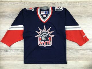 York Rangers Statue Of Liberty Ccm Vintage Nhl Ice Hockey Jersey Trikot Sz M