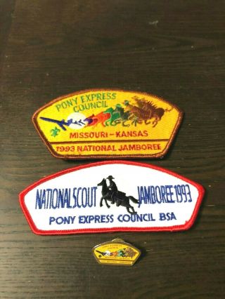 1993 National Jamboree Pony Express Council Shoulder Patches & Pin Bv