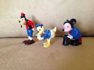 Vintage Disney Donald Duck Mickey Mouse Goofy Nodding Bobblehead Figurines 2.  5 "