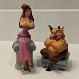 Very Rare - Disney Hercules Ceramic Figurines - Megara Meg With Sticker And Phil