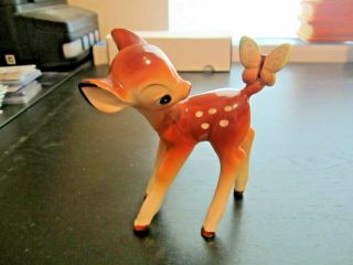 Vintage Disney Ceramic Porcelain Figurine - Bambi W/butterfly Japan