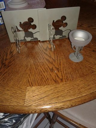 Mickey Mouse 3 - D Bookends And Votive Candle Holder