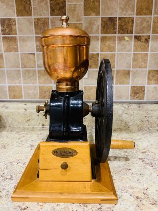 Vintage Mr Dudley International Coffee Grinder Cast Iron Big Wheel