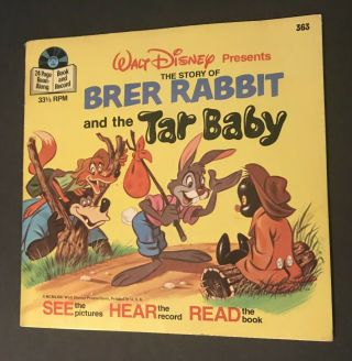 Vintage Walt Disney The Story Of Brer Rabbit And The Tar Baby Book And Record 3