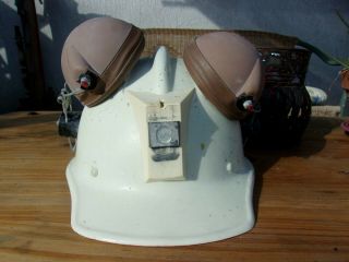 Vintage White Bullard 502 Fiberglass Miner ' s Hard Hat 2