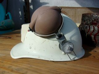 Vintage White Bullard 502 Fiberglass Miner ' s Hard Hat 3