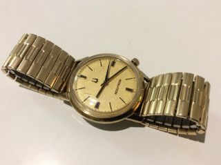 Vintage Bulova Accutron Watch 18k Heavy Gold Electroplate Bezel Not