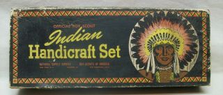 Vintage Official Boy Scout Indian Handicraft Set Apache Headdress Kit
