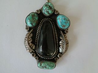 Authentic Vintage Large Navajo Sterling Silver,  Turquoise,  With Choker & Pendant 3