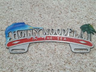 Vintage Hollywood Florida License Plate Topper Frame By The Sea 3