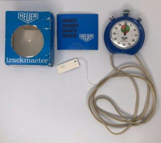 Vintage 80s Swiss Made Heuer Trackmaster Stopwatch 8047 Bleu (blue) Box