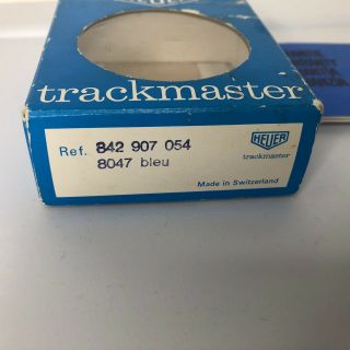 Vintage 80s Swiss Made HEUER TRACKMASTER Stopwatch 8047 Bleu (Blue) Box 2