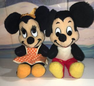 Vintage Disney Mickey & Minnie Mouse Plush Doll California Stuffed Toys 15”