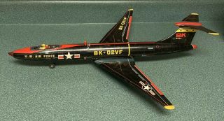 Vtg Japan Tin Friction Toy Bomber Jet Plane Bk - 02vf 23” Us Air Force