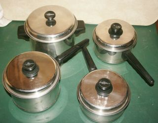 Vintage 8 Piece Set Of Lifetime 18 - 8 Stainless Steel Cookware Pots