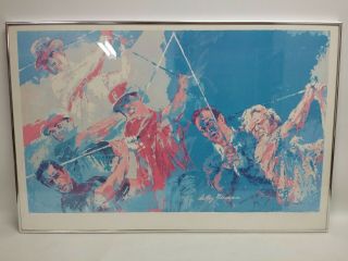 Vintage C.  1973 Framed Poster: " Champions Of Golf " By Leroy Neiman,  34x22 Oa