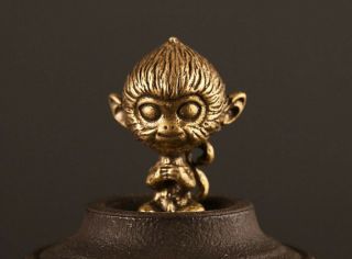 Very Cute Old Chinese Monkey Solid Bronze Statue Desk Decoration